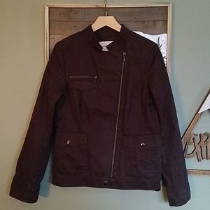 Brown Asymmetrical Zip Jacket